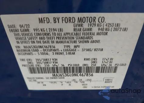 2022 Ford Ecosport Se from USA, damaged, VIN MAJ6S3GL0NC467856